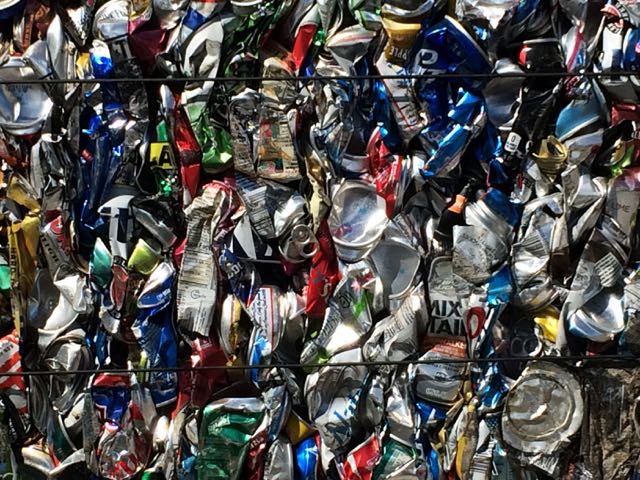 Close up of Bale of Recycled Cans